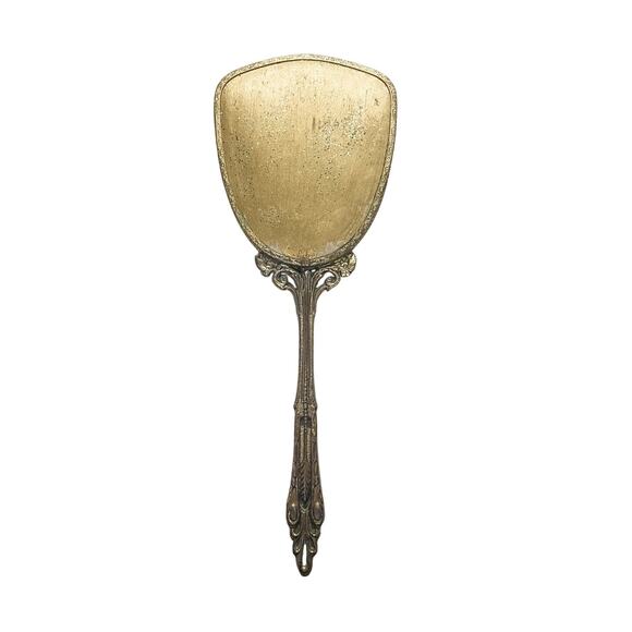 Vintage Gold Tone Ornate Vanity Hand Held Mirror - Picture 2 of 8